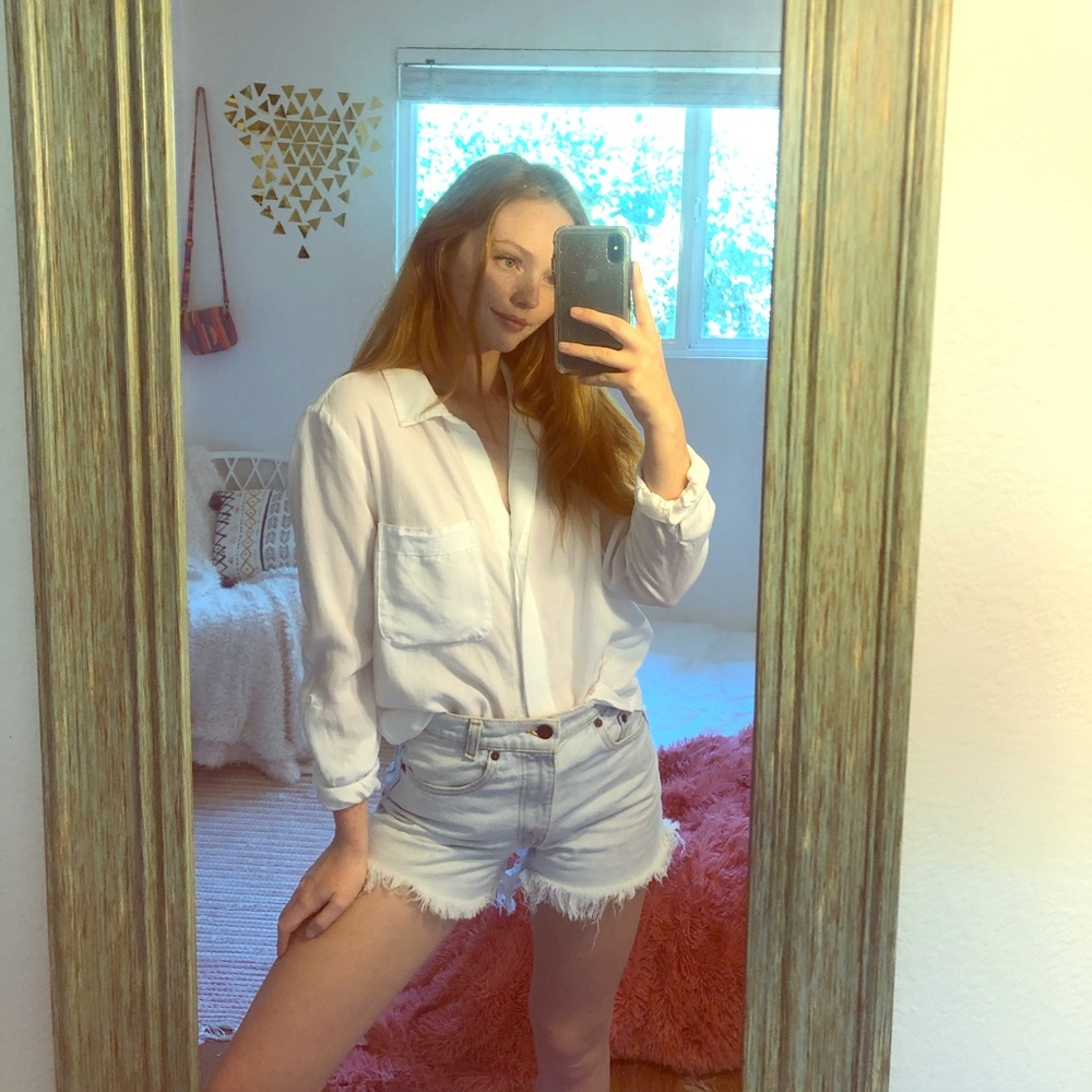 Anthropologie white button down blouse